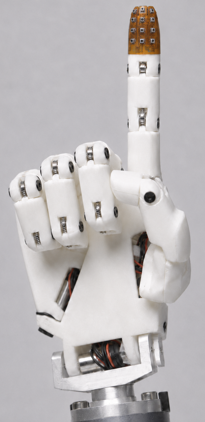 Tactile fingertip on a human hand