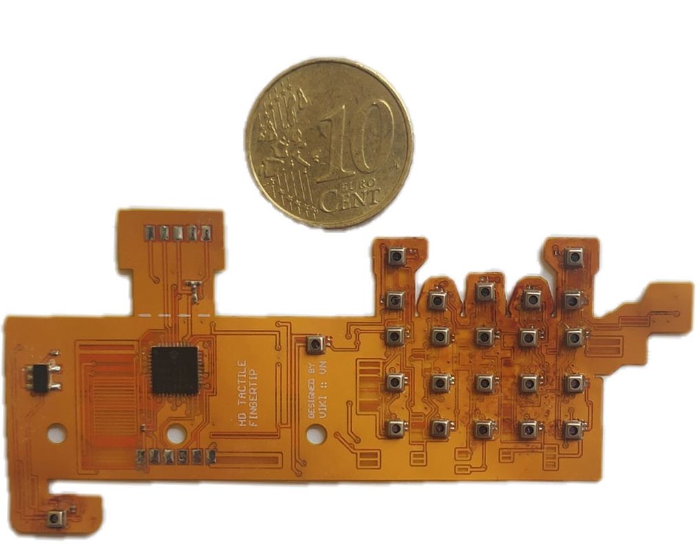 Populated flexible PCB, flat version